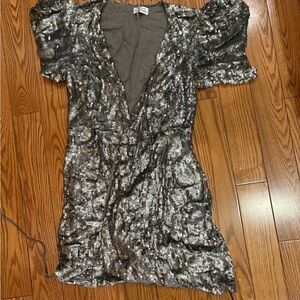 Silver Sequin Mini Dress